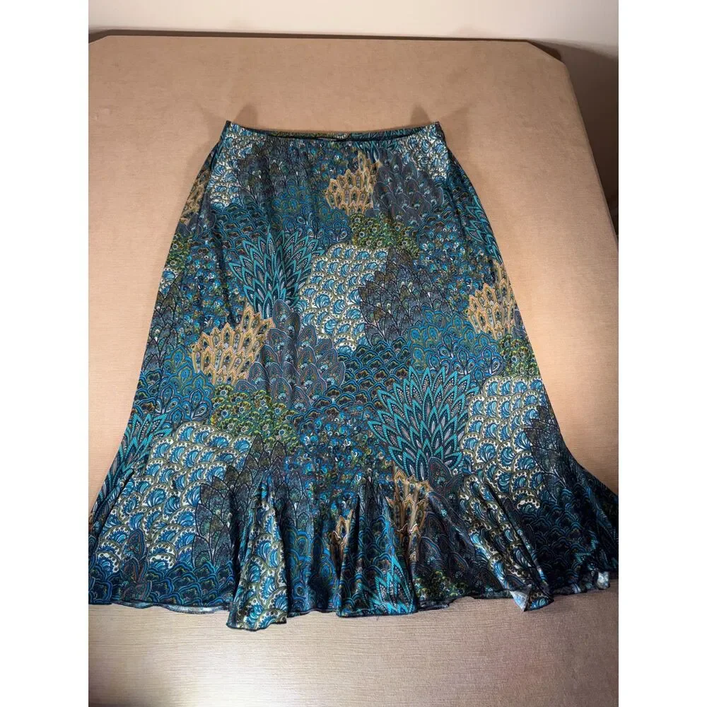 Perseption Women Skirt, Multicolored Green, Blue, Tan, Size, 1X